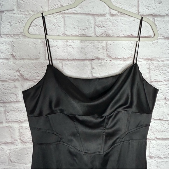 Zara Satin Elegant Black Evening Midi Dress Size XL - Picture 9 of 16